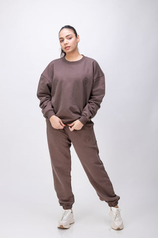 Organic Cotton Chunky Relaxed-Fit Oversized Wellness Sweatshirt – Chocolate Brown