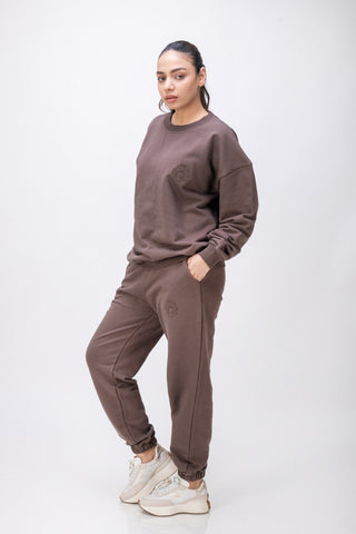 Organic Cotton Chunky Relaxed-Fit Oversized Wellness Sweatshirt – Chocolate Brown