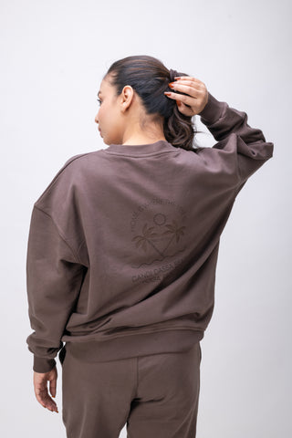 Organic Cotton Chunky Relaxed-Fit Oversized Wellness Sweatshirt – Chocolate Brown