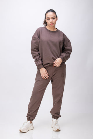 Organic Cotton Chunky Knit Wellness Jogger - CHOCOLATE BROWN