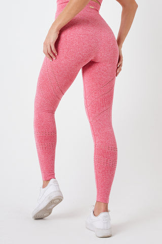 Twill Active tie waist seamless leggings in pink leopard - LPINK